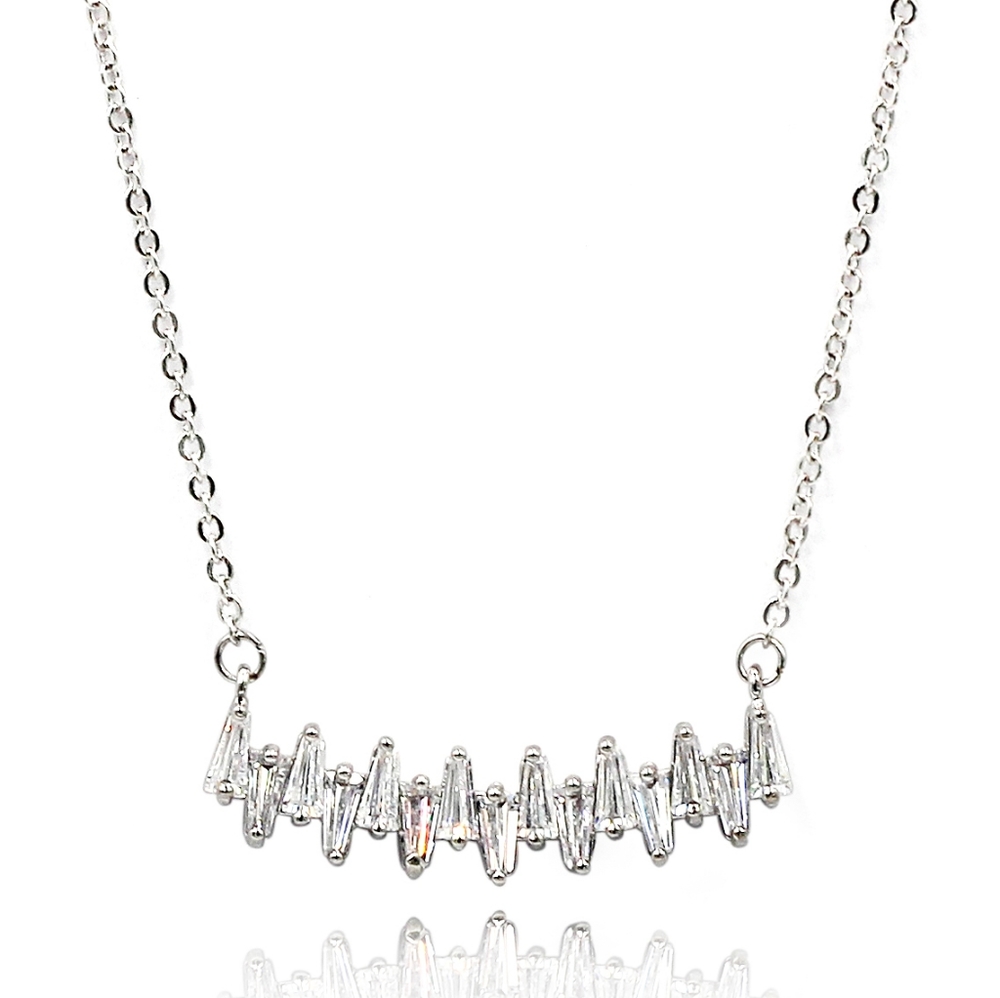 Silver curve crystal silver necklace